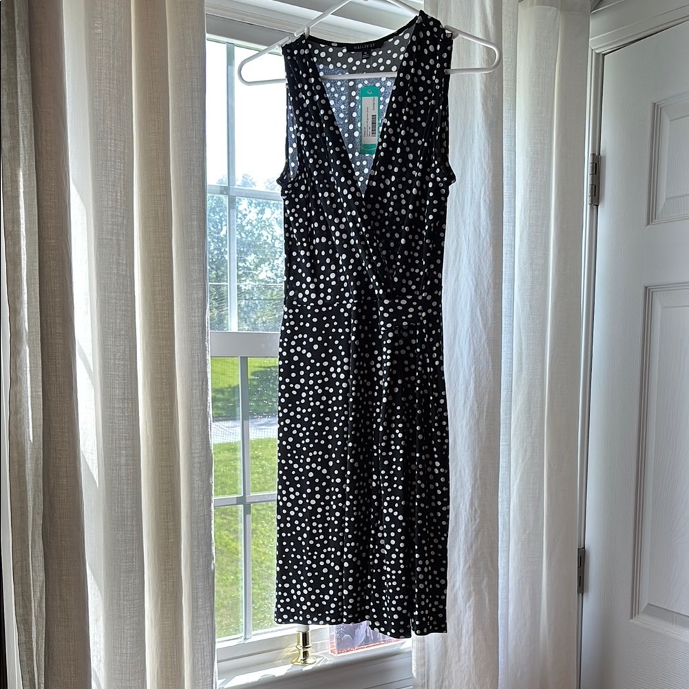 NWT black & white polka dot dress- m